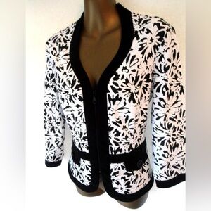 Joseph Ribkoff Floral Black and White Women's Jacket Sz 14